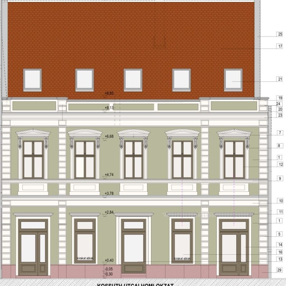 homlokzat Kossuth-min
